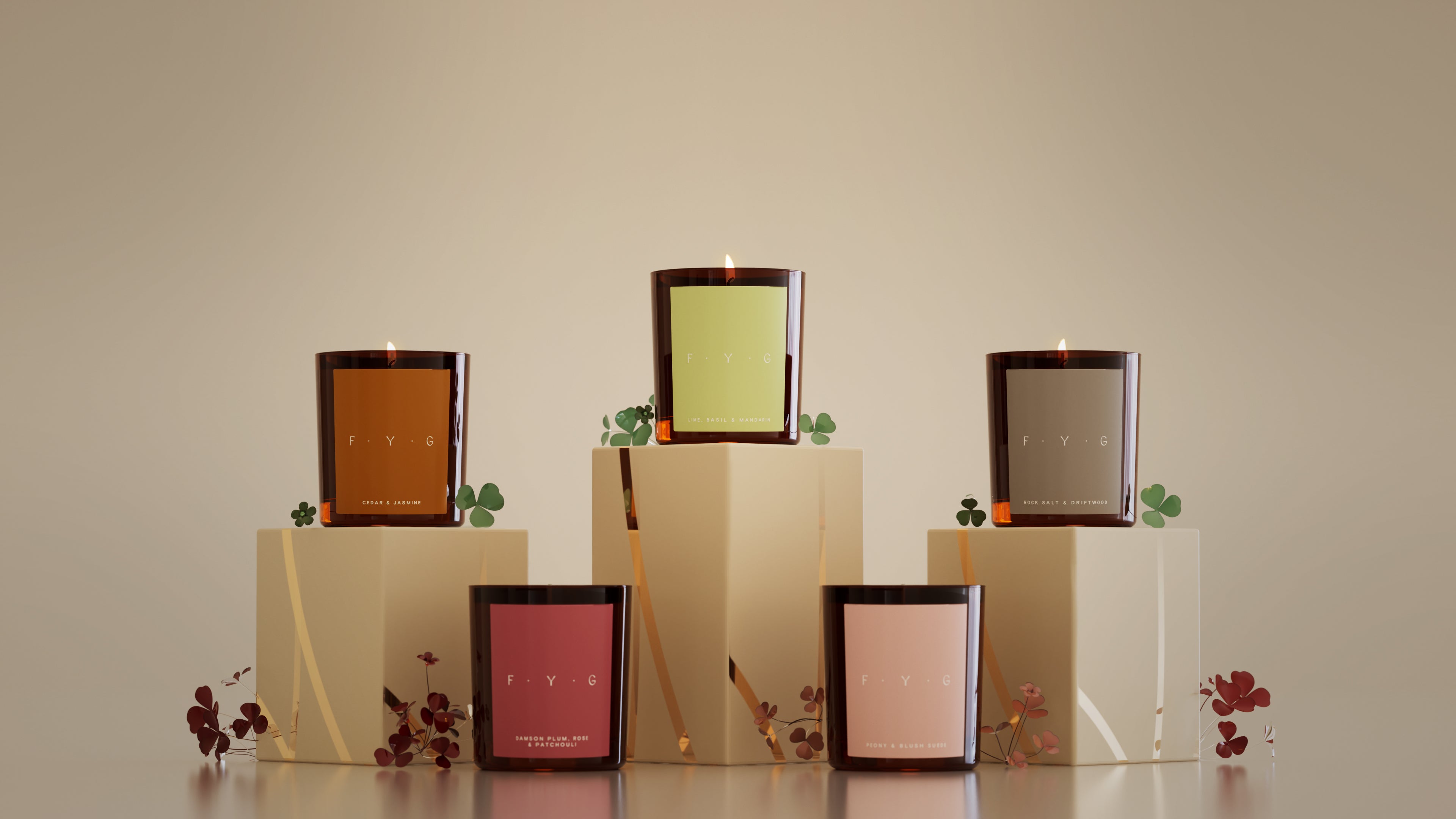 FYG Back to Basics candles in five fragrances