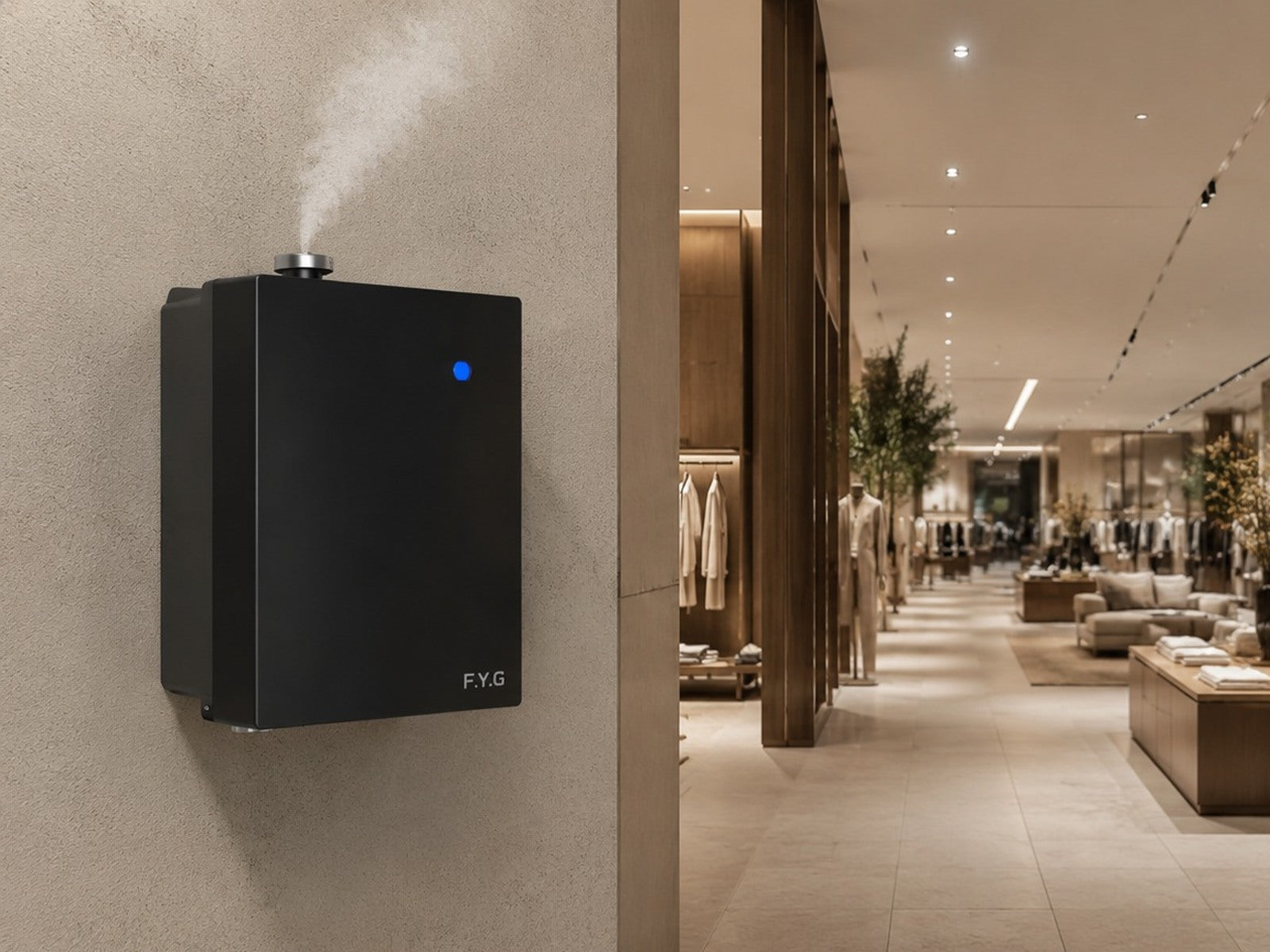 FYG commercial fragrance diffuser in a premium retail environment