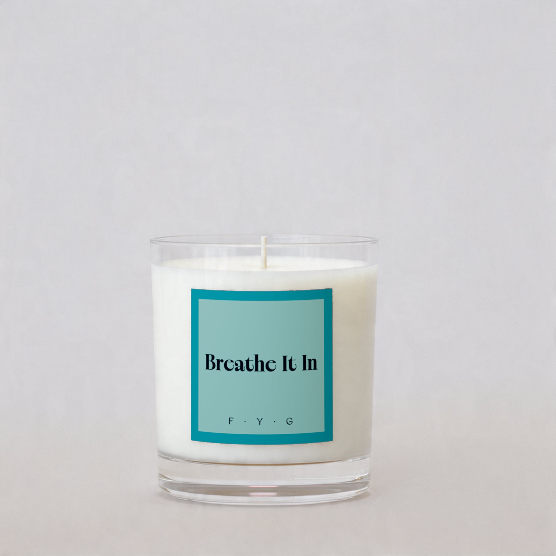 Arctic Lotus candle with Breathe It In Signature Mark label