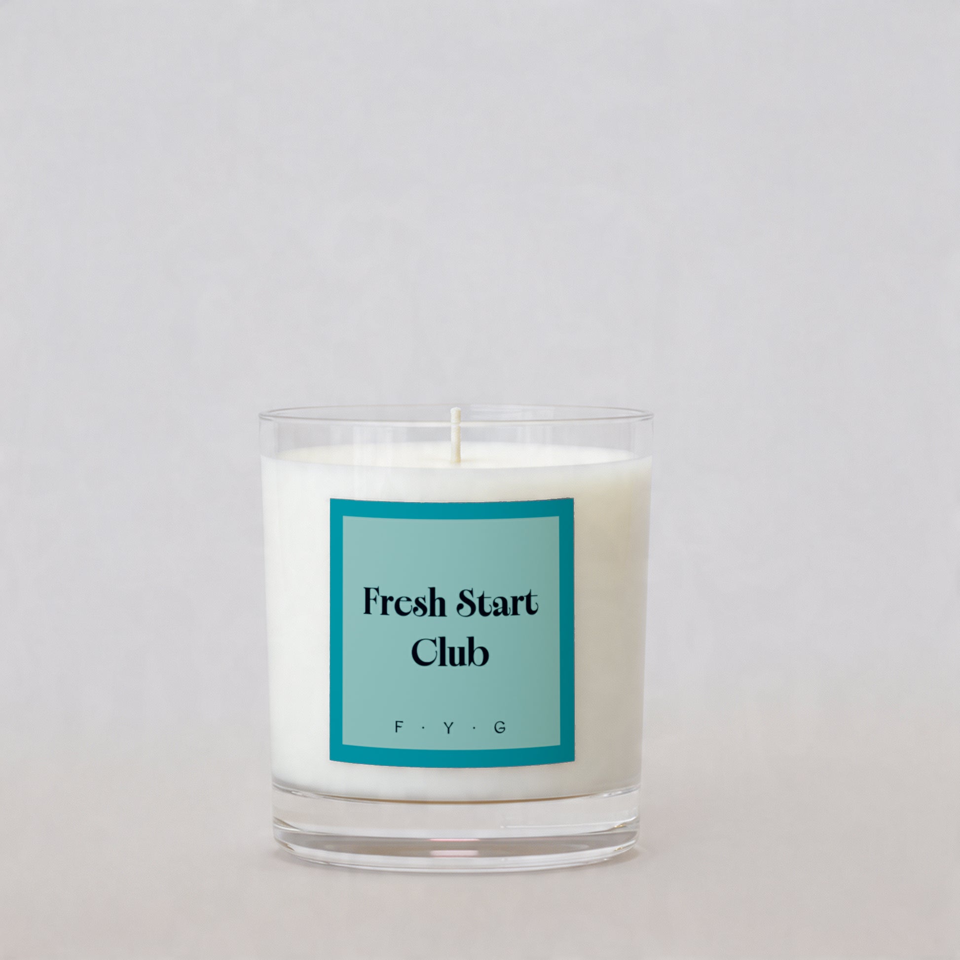 Arctic Lotus candle with Fresh Start Club Signature Mark label