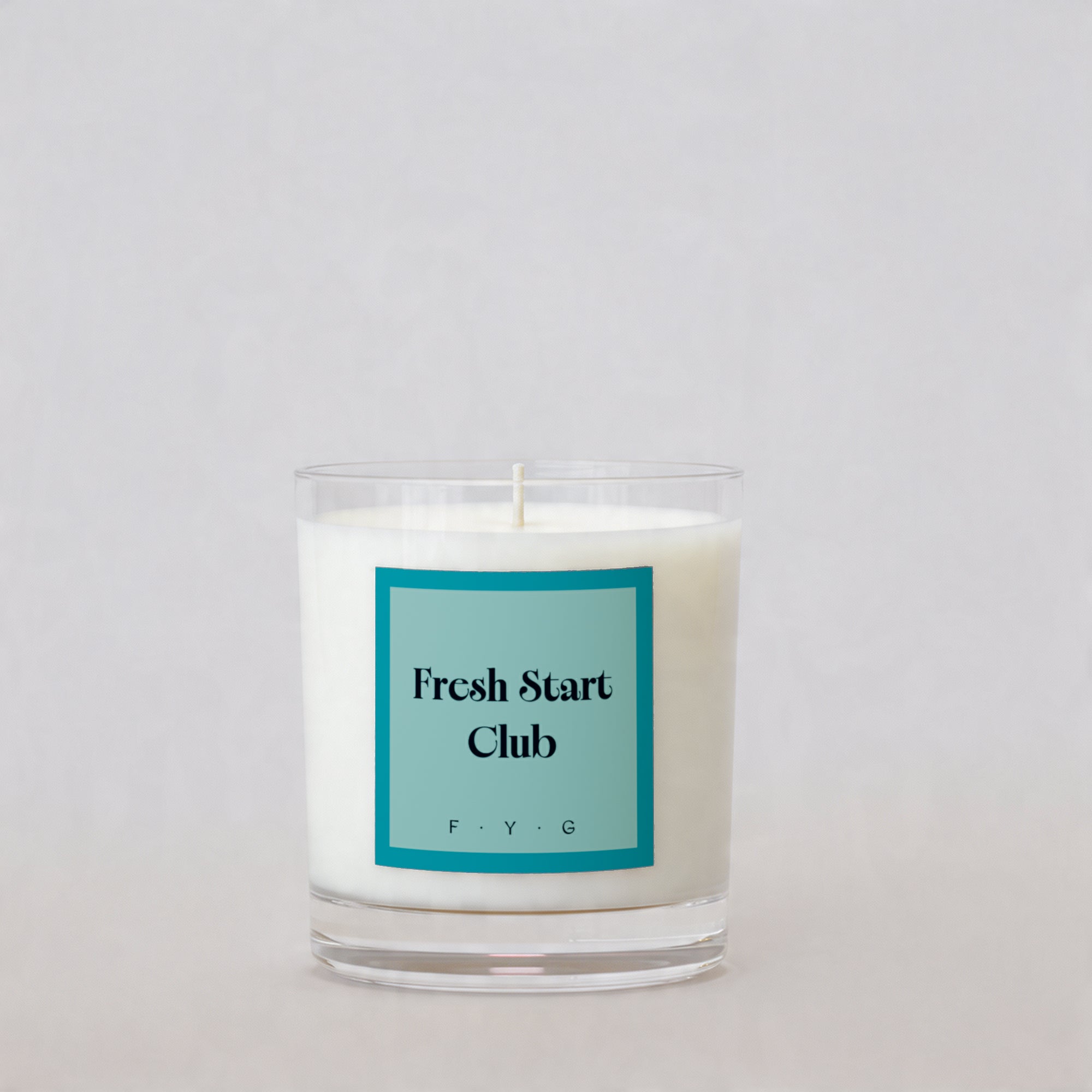 Arctic Lotus candle with Fresh Start Club Signature Mark label
