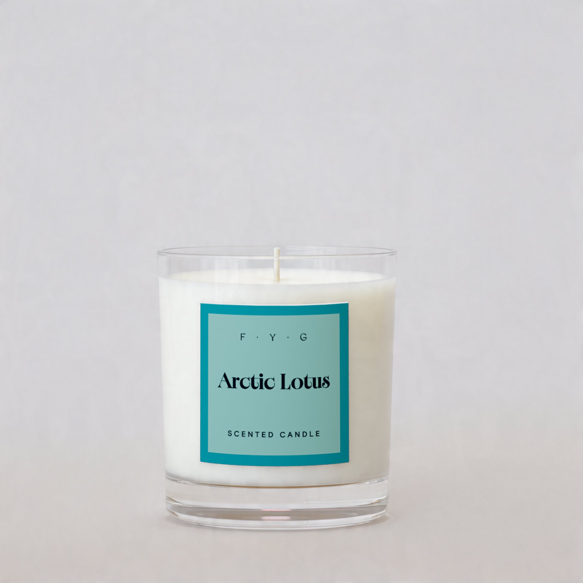 Arctic Lotus 220g scented candle in clear glass