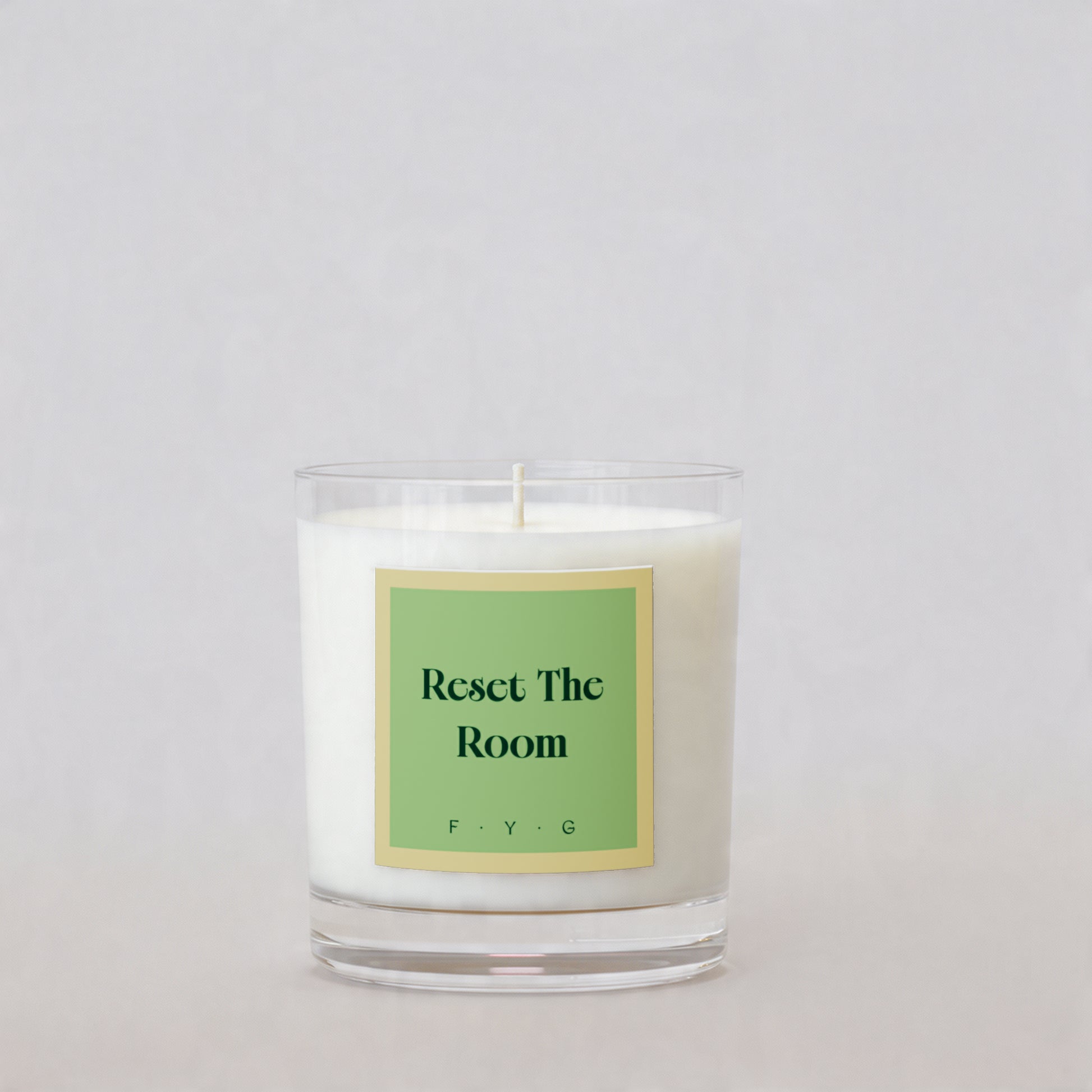 Citrus Verve candle with Reset the Room Signature Mark label