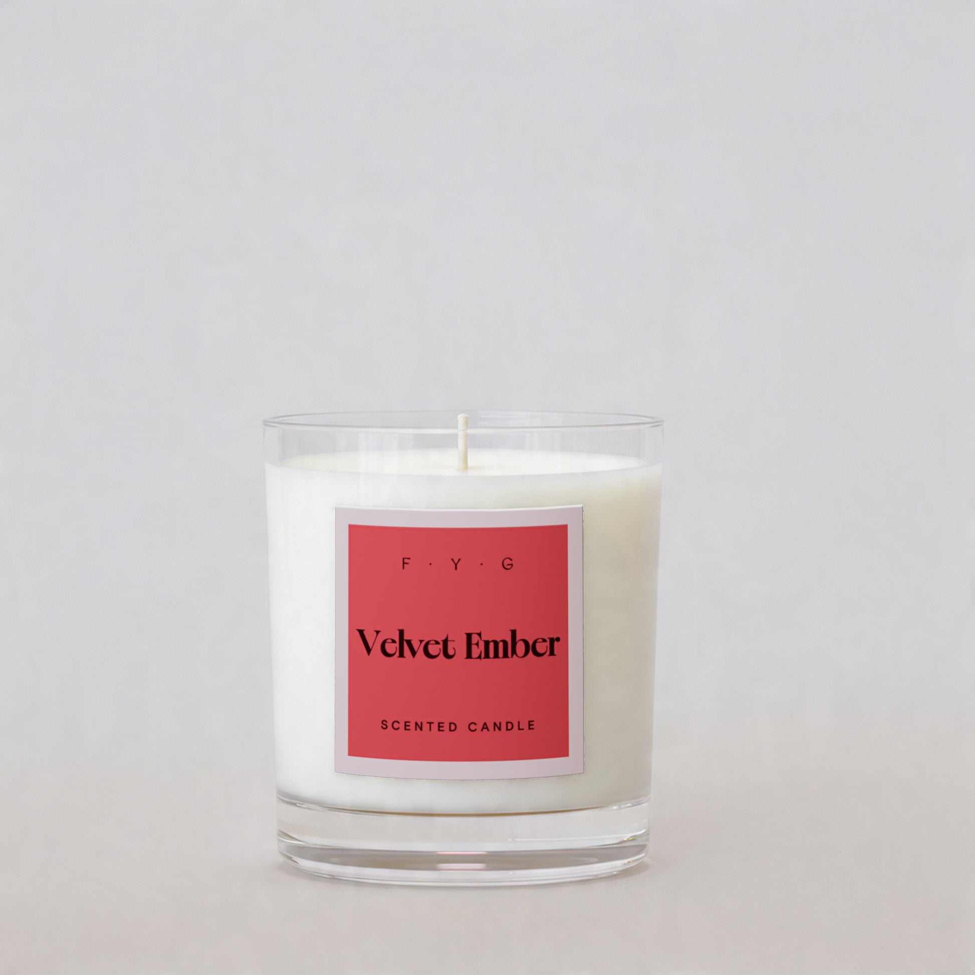 Velvet Ember 220g scented candle in clear glass